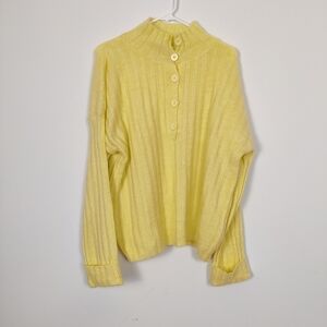 Trendyol Women's Ribbed Yellow Sweater Size Medium Oversized Cozy